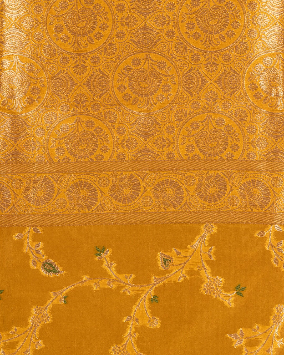 Mustard Jangla Jaal Katan Silk Saree - Celebrating Culture in Rich Banarasi Weaves