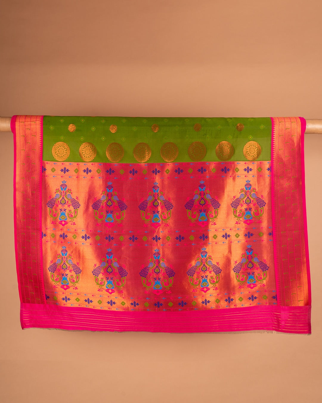 Boldly Traditional – The Radiant Green Silk Saree - Celebrate Culture with a Splash of Colour and Craft