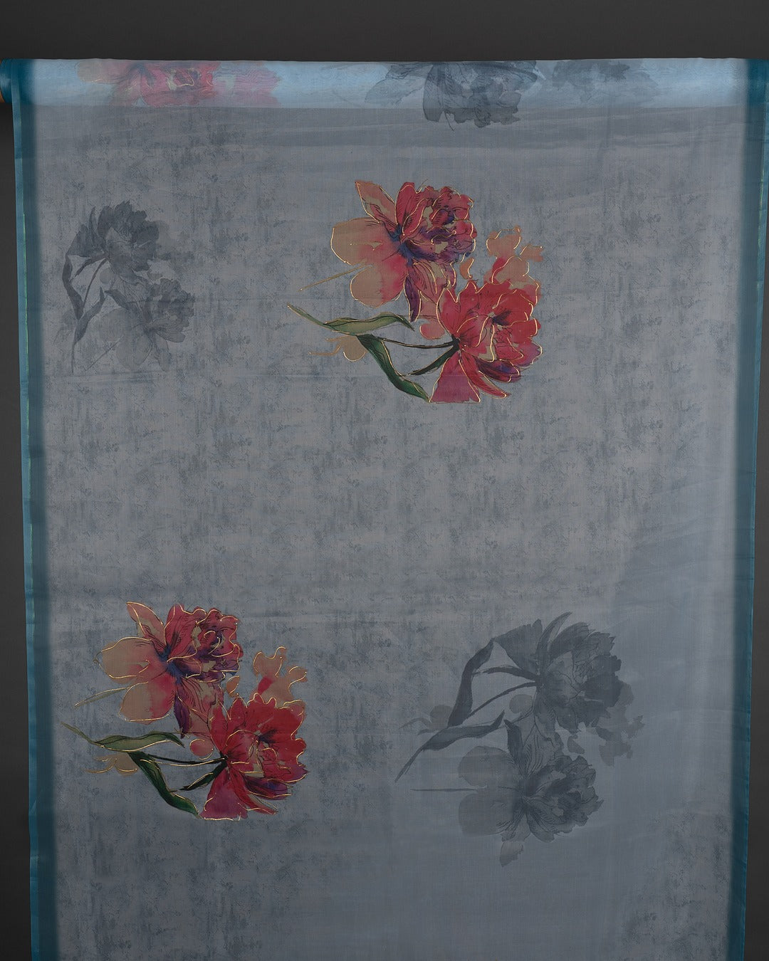 Whispering Florals on a Sky Blue Canvas - Breeze Through Beauty in Every Drape