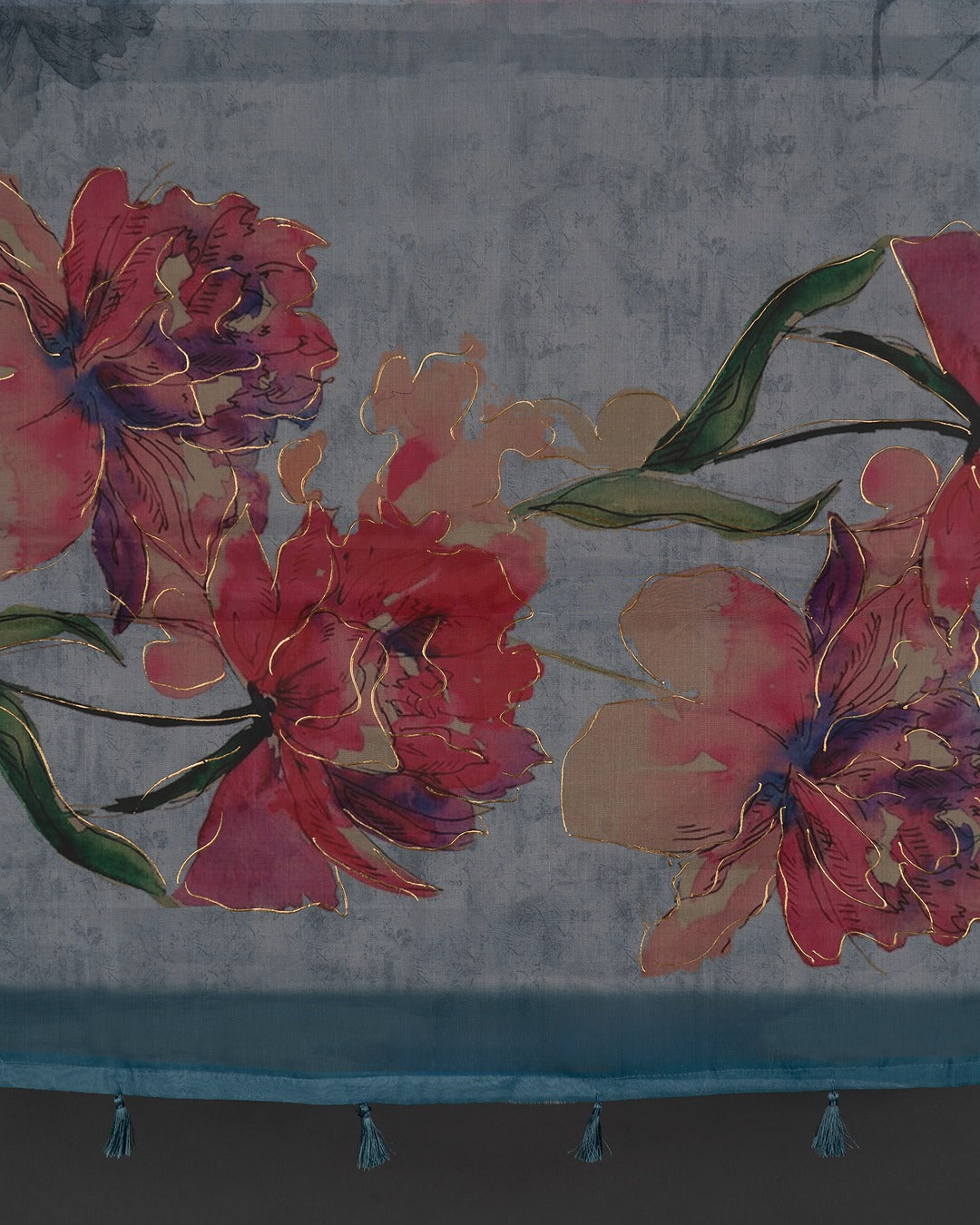 Whispering Florals on a Sky Blue Canvas - Breeze Through Beauty in Every Drape