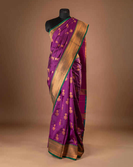 Kanya Kathaa – Royal Purple Paithani Saree with Golden Zari Work