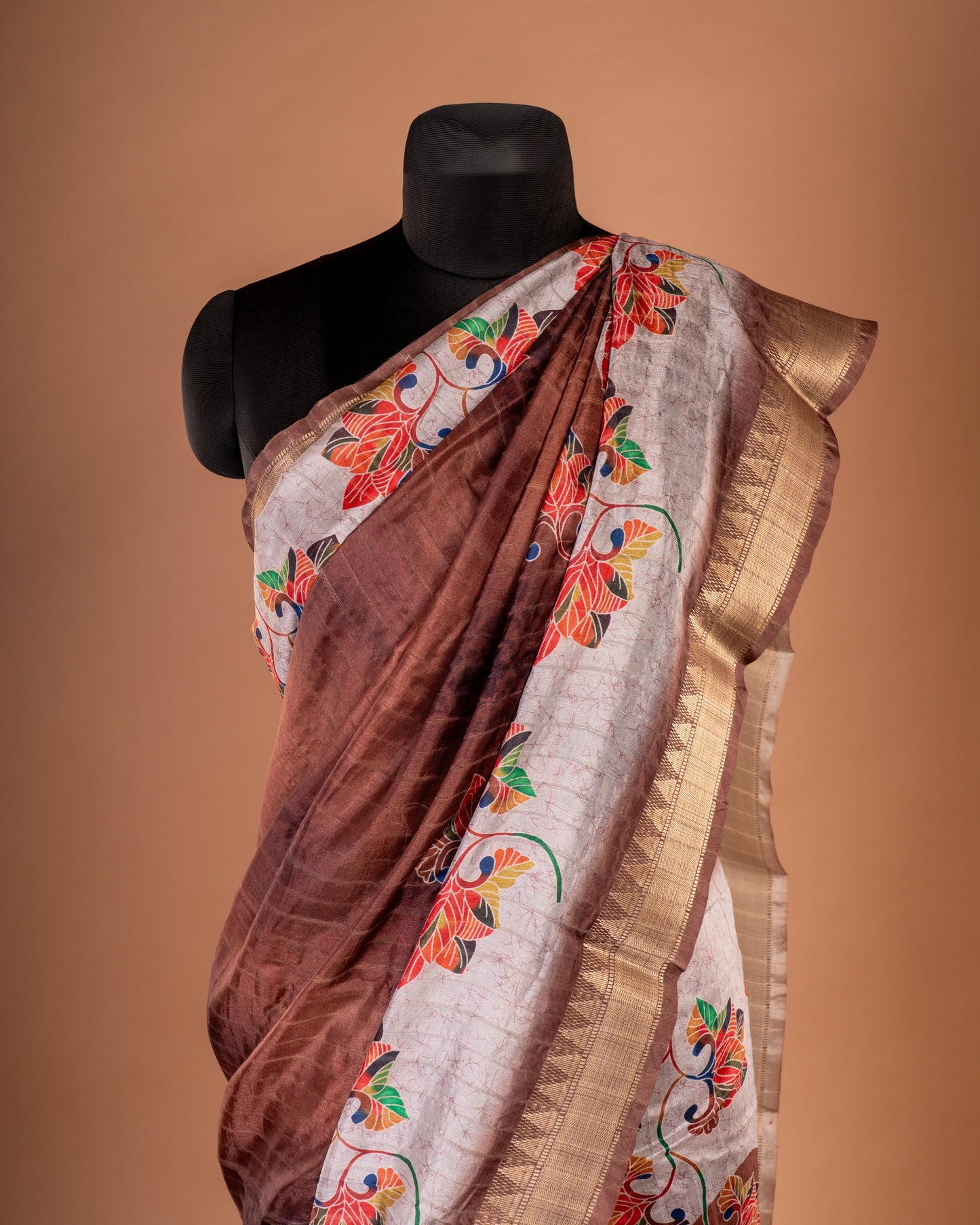 Elegance in Every Drape – Brown & Beige Embroidered Saree