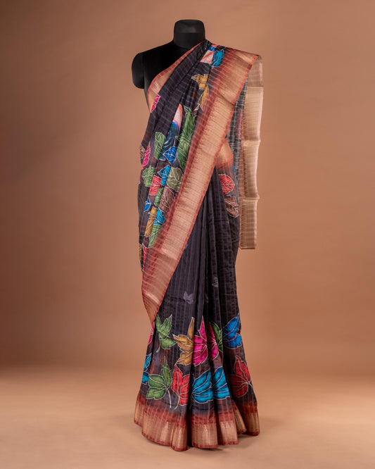 Bold Leaves, Soft Elegance - A Saree That Blooms
