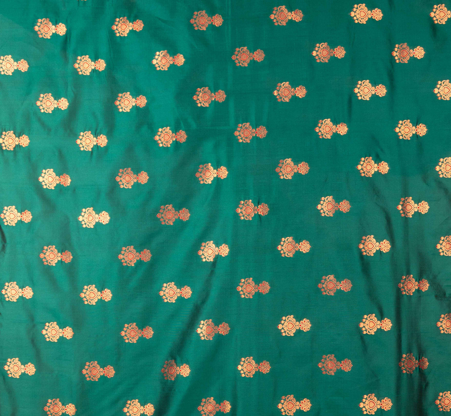 Kanya Kathaa Green Paithani Saree with Red Zari Border & Golden Butti Motifs