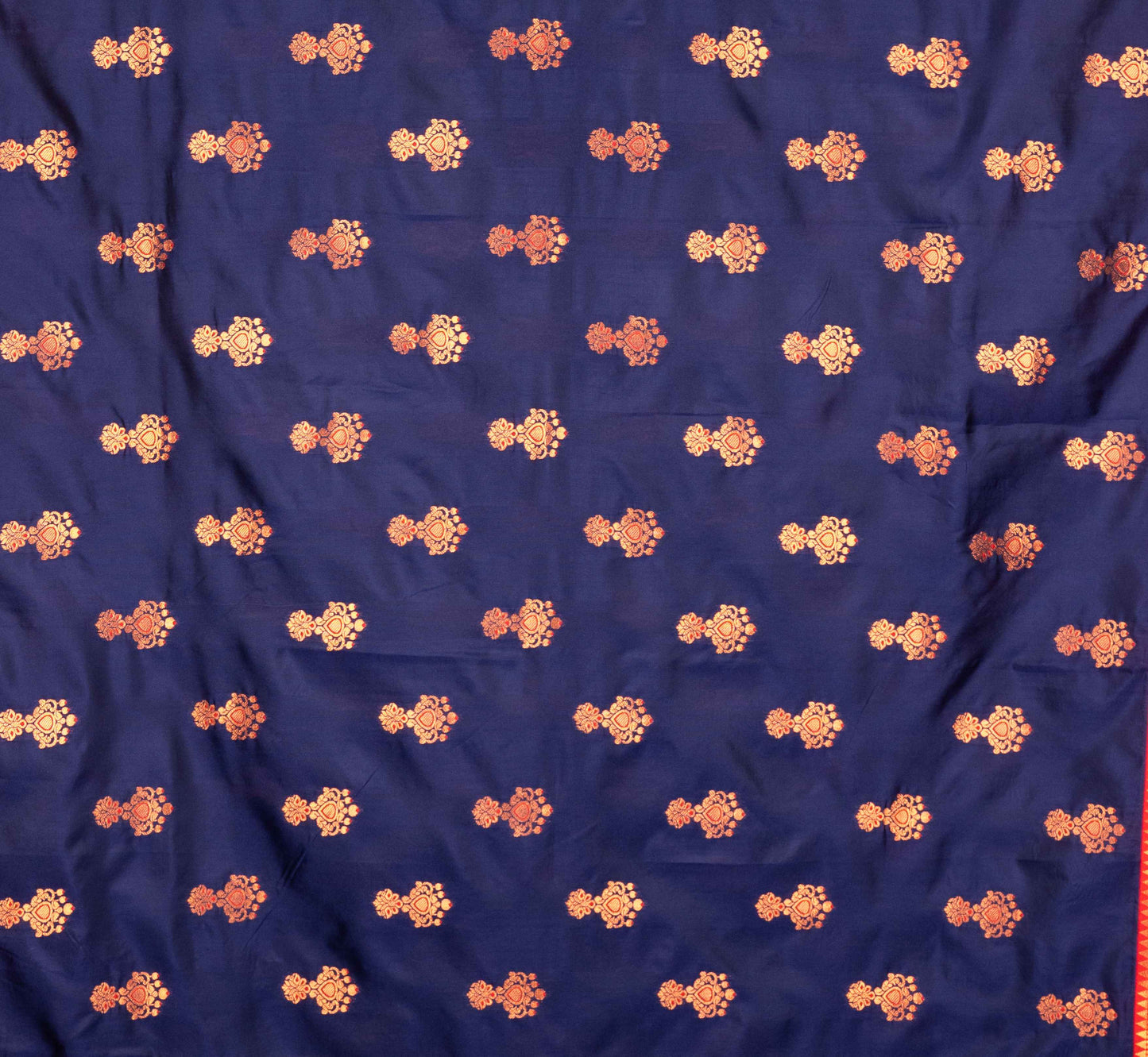 Kanya Kathaa – Navy Blue Paithani Saree with Red Border & Golden Zari