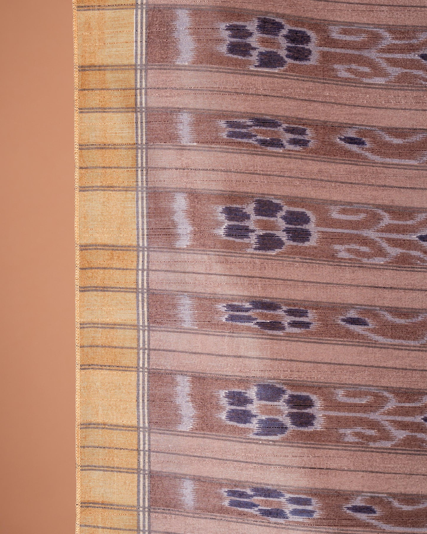 Grace in Simplicity Ivory Ikat Saree with Golden Elegance - Subtle Sophistication Woven with Heritage Charm