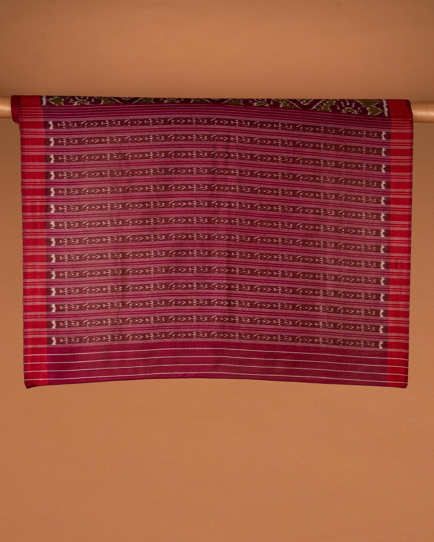 Threads of Tradition – Handcrafted Maroon & Olive Bandhani Saree