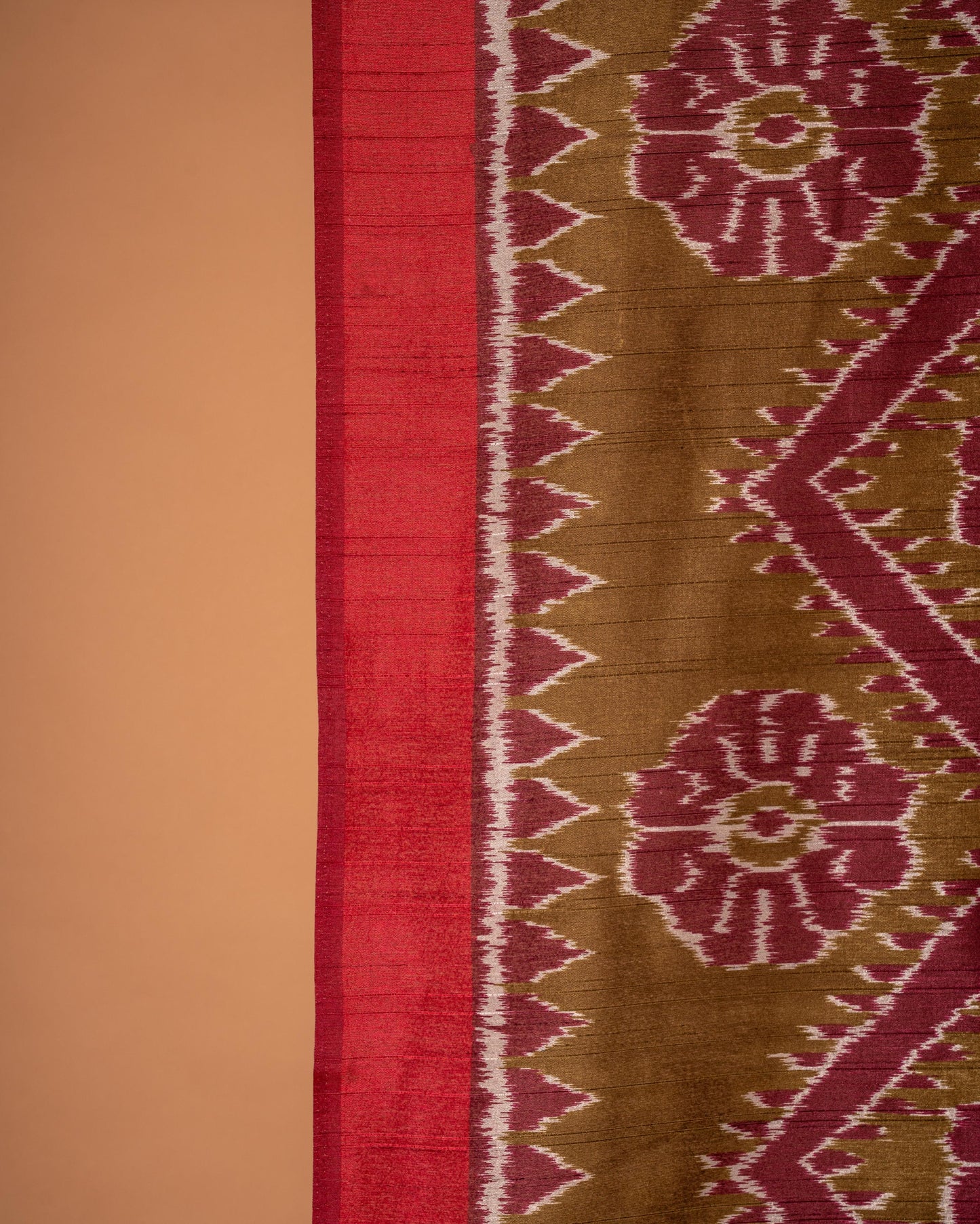 Threads of Tradition – Handcrafted Maroon & Olive Bandhani Saree