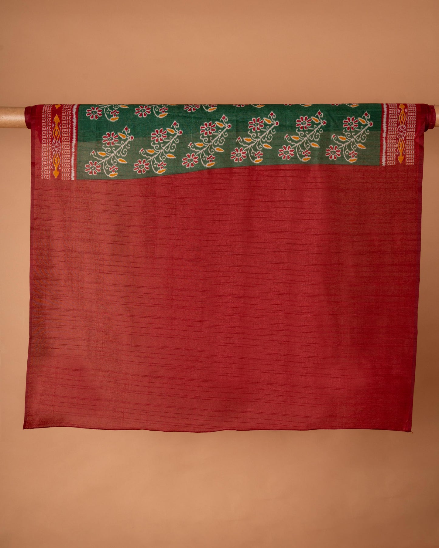 Folk Charm Revived – Green Handloom Saree with Rustic Borders