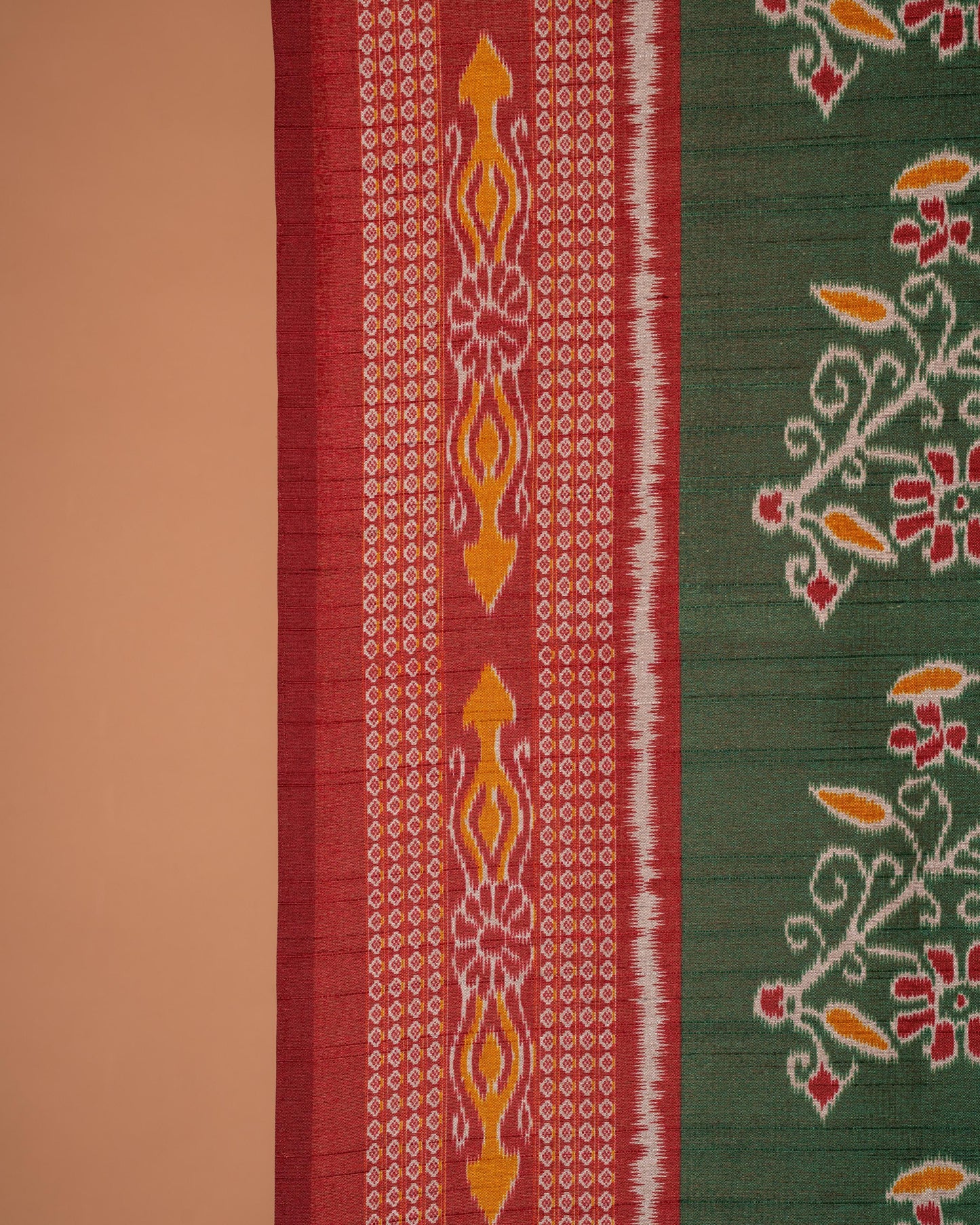 Folk Charm Revived – Green Handloom Saree with Rustic Borders